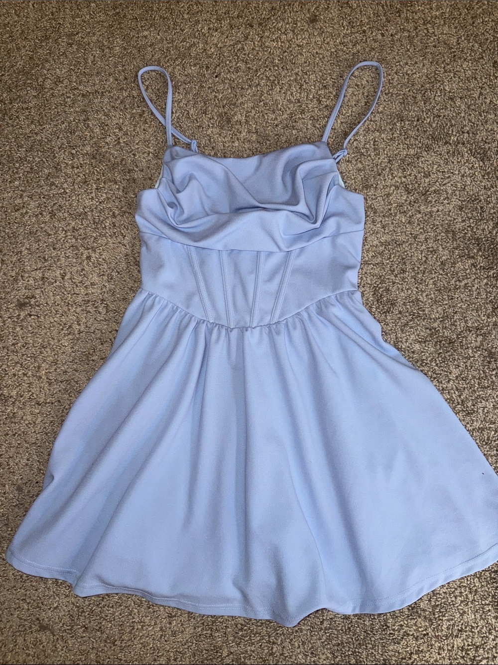 Light Blue Girls' Spaghetti Strap Skater Dress